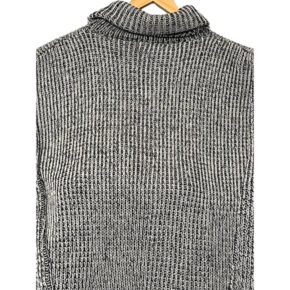 Chunky Knit Turtleneck Sweater By Together! Size L Black & White Wool Blend Cozy - Picture 9 of 15